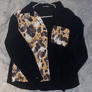 NEVER WORN BUTTON DOWN BLACK BLOUSE!